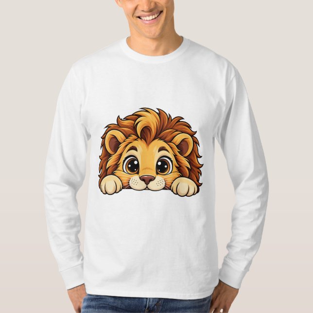T-shirt Lion mignon Peekaboo (Devant)