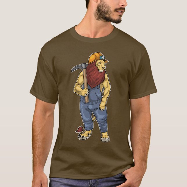 T-shirt Lion Miner Pickaxe Mines (Devant)