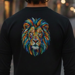 T-Shirt Lion Mosaïque Coloré – Roi de la Force
