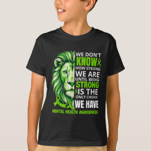T-shirt Lion Motivationnel Ruban Vert Santé Mentale Sensib