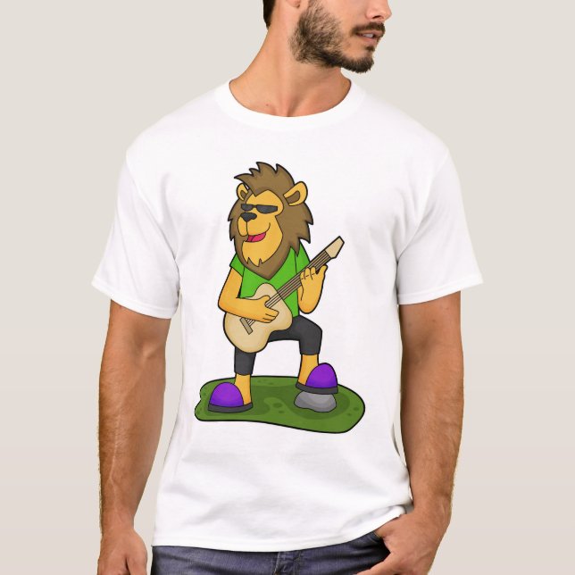 T-shirt Lion musicien guitare (Devant)
