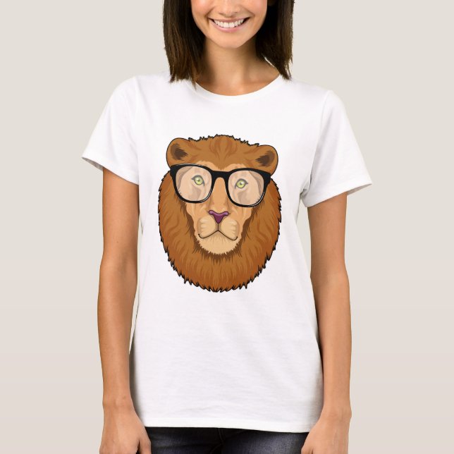 T-shirt Lion Nerd avec lunettes (Devant)