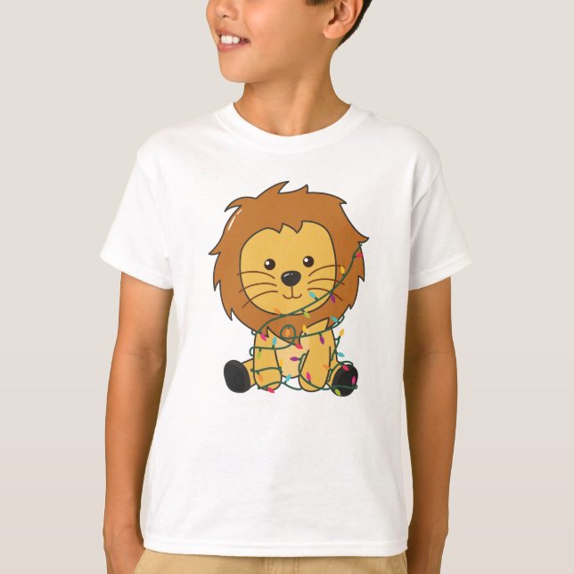 T-shirt Lion Noël Neige Animaux d'hiver Lions (Devant)