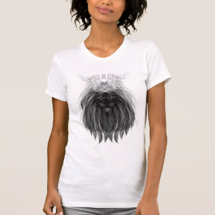 T-shirt Lion noir avec couronne Antlers et monogramme