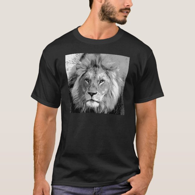 T-shirt Lion noir blanc (Devant)