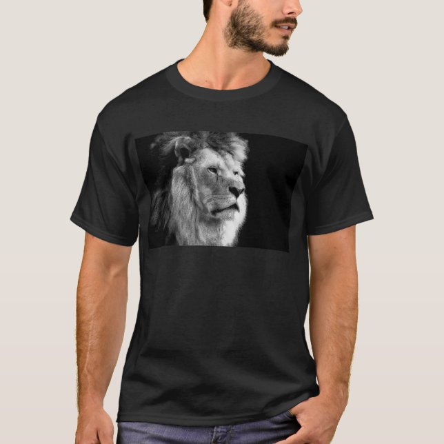 T-shirt Lion noir blanc (Devant)