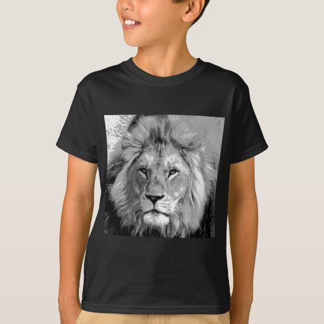 T-shirt Lion noir blanc (Devant)