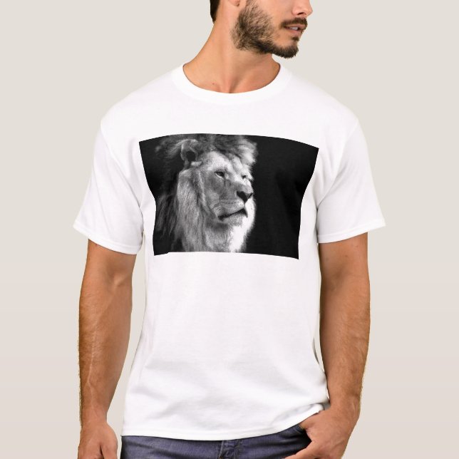 T-shirt Lion noir blanc (Devant)