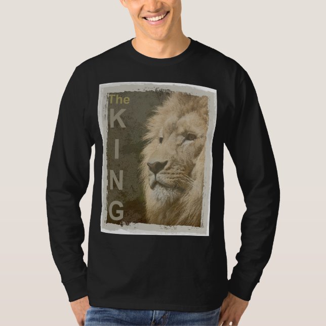 T-shirt Lion noir couleur élégante Modèle moderne basique (Devant)