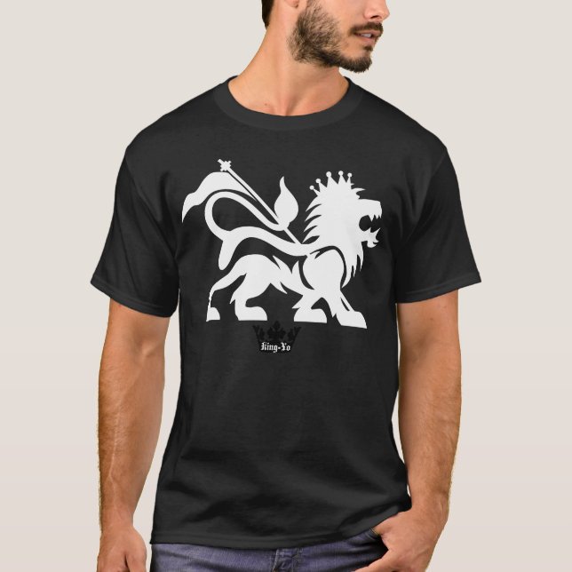 T-shirt Lion noir de pièce en t de Judah - Roi-Yo (Devant)