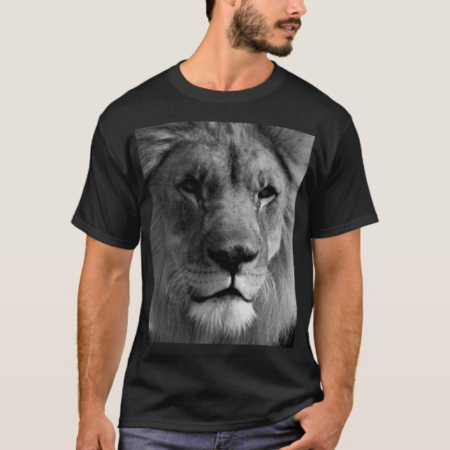 T-shirt Lion noir et blanc (Devant)