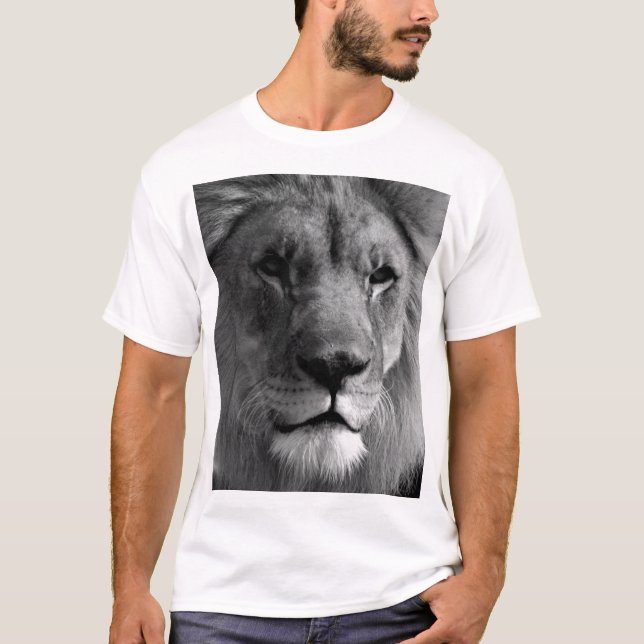 T-shirt Lion noir et blanc (Devant)