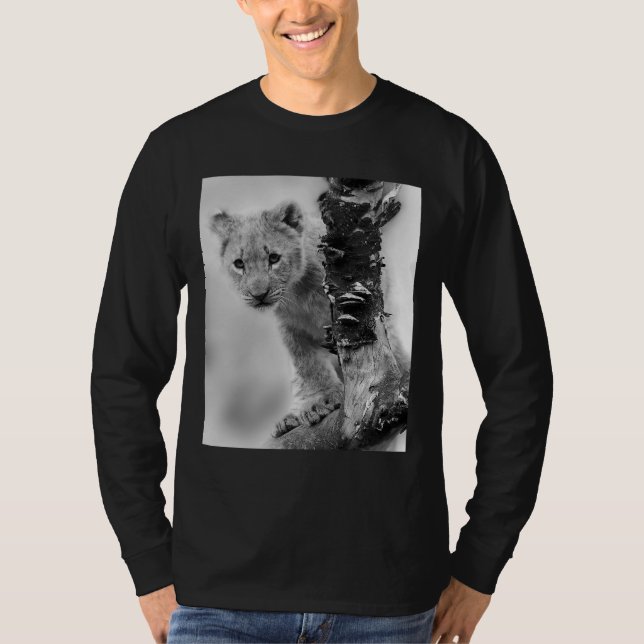 T-shirt Lion noir et blanc (Devant)