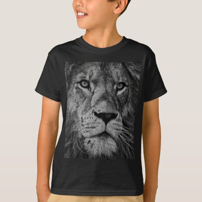 T-shirt Lion noir et blanc (Devant)