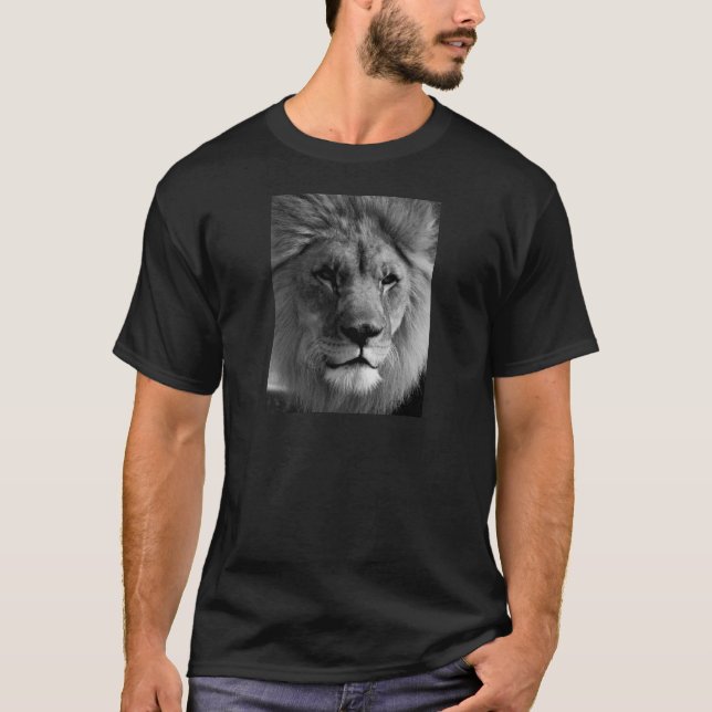 T-shirt Lion noir et blanc (Devant)