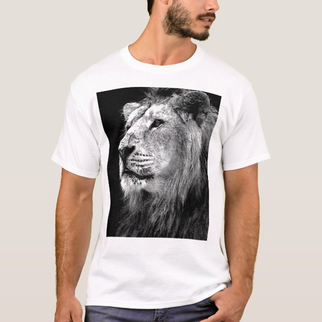 T-shirt Lion noir et blanc (Devant)