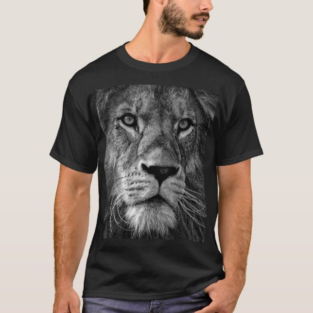 T-shirt Lion noir et blanc (Devant)
