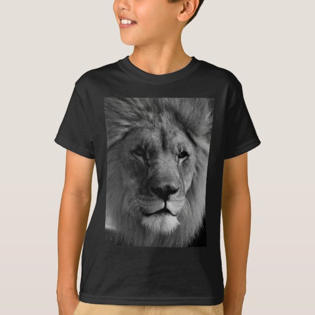 T-shirt Lion noir et blanc (Devant)