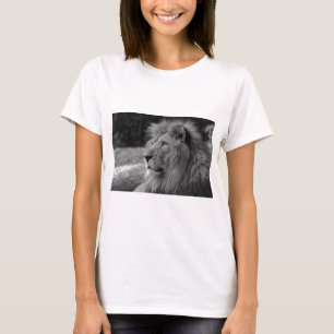 T-shirt Lion noir et blanc - Animal sauvage