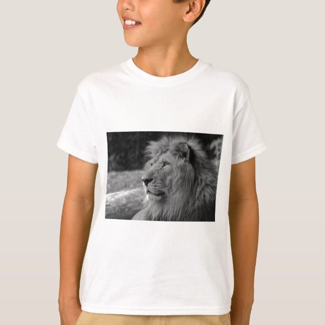 T-shirt Lion noir et blanc - Animal sauvage (Devant)