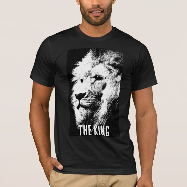 T-shirt Lion noir et blanc Manches courtes pour homme Bell (Devant)
