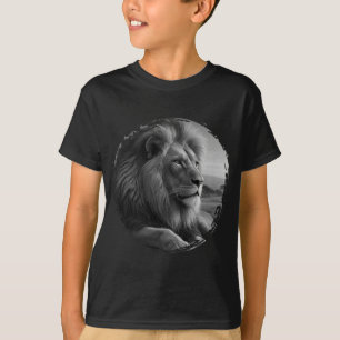 T-shirt lion noir et blanc nature animal faune