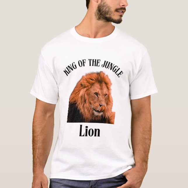 T-shirt Lion Orange Incandescent sur Fond Noir Profond (Devant)