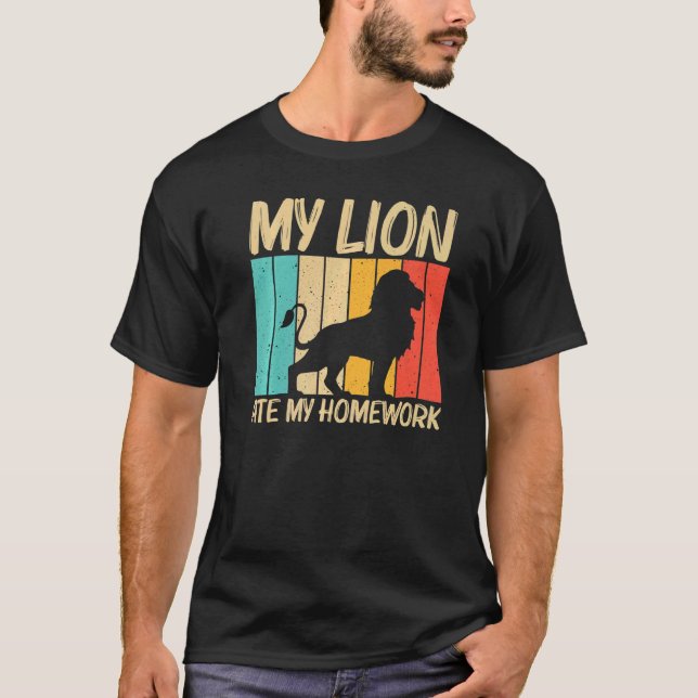 T-shirt Lion Pour Enfants Garçons Lion Jungle Safari Anima (Devant)