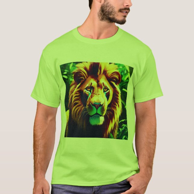 T-shirt Lion rayé : Une vision géométrique (Devant)