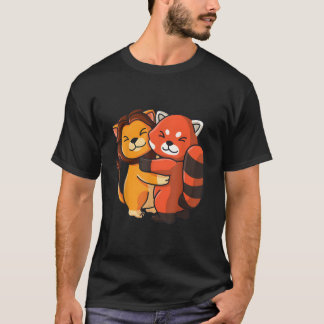 T-shirt Lion Red Panda Hugging Kawaii Animal