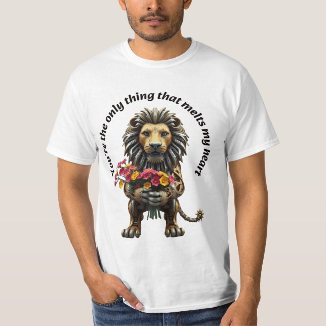 T-shirt Lion robotique amoureux (Devant)