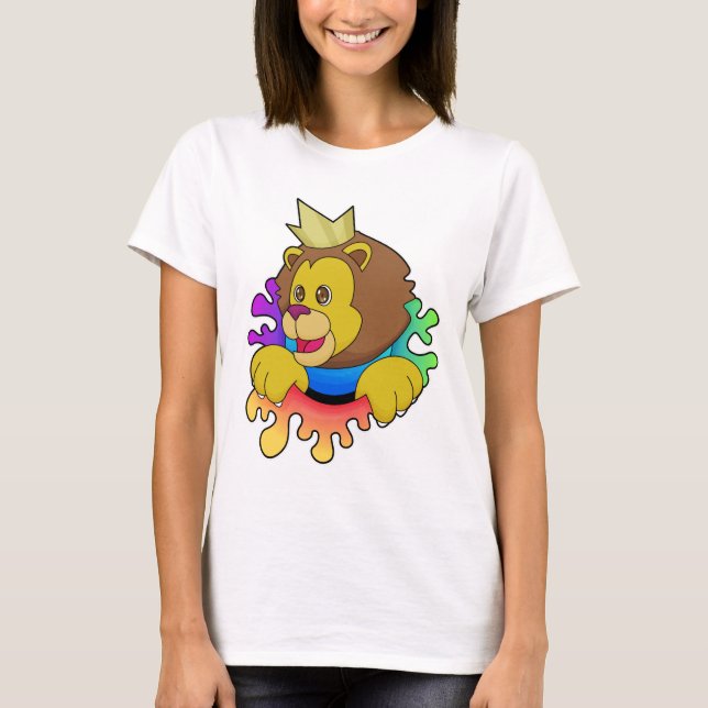 T-shirt Lion roi avec couronne (Devant)