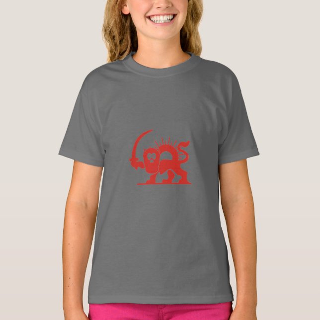 T-shirt Lion rouge avec soleil, Iran (Devant)