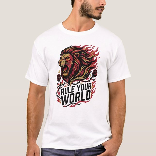 T-shirt Lion RuleYour World – Dominez l'inconnu (Devant)