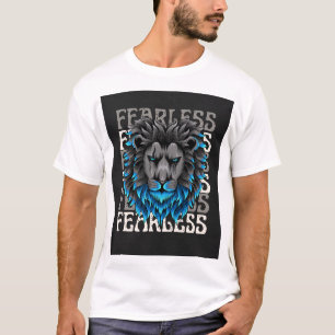 T-shirt Lion sans peur - Gras Graphisme Animal Art avec Bl