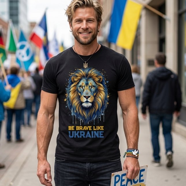 T-shirt Lion « Soyez courageux comme l'Ukraine. » (Créateur téléchargé)