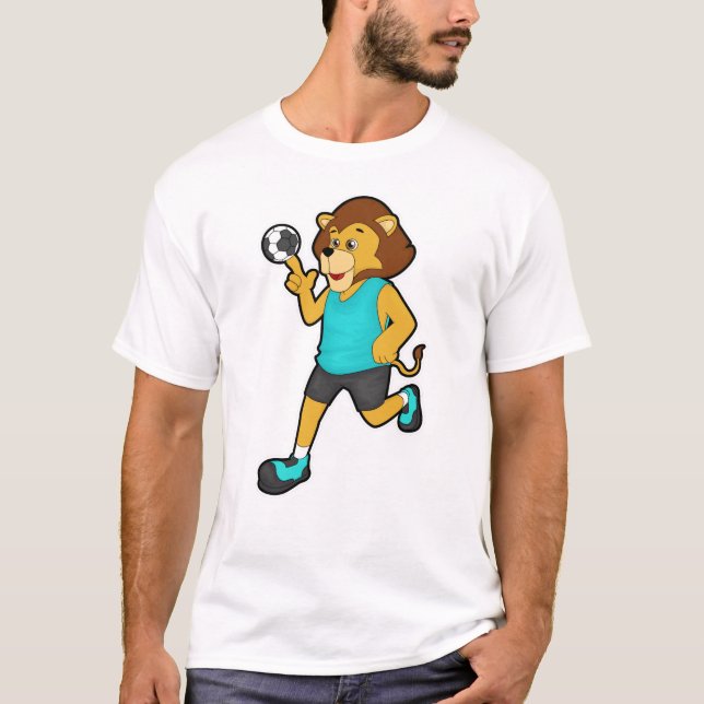 T-shirt Lion sur Handball avec Handball (Devant)