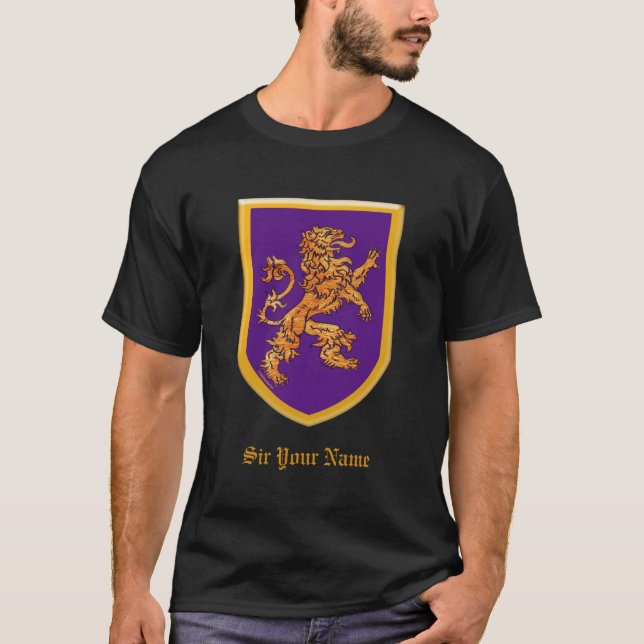 T-shirt Lion sur le bouclier pourpre (Devant)