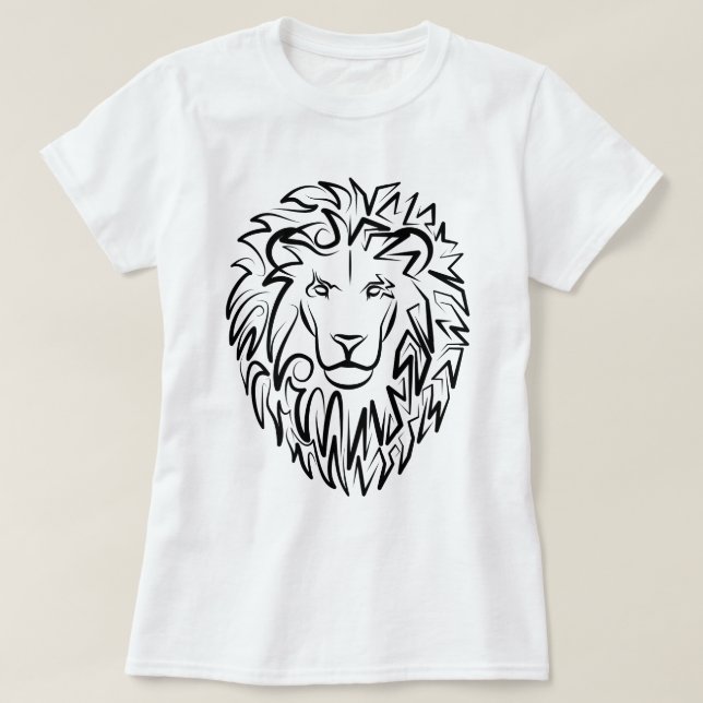 T-shirt Lion tribal noir et blanc (Design devant)