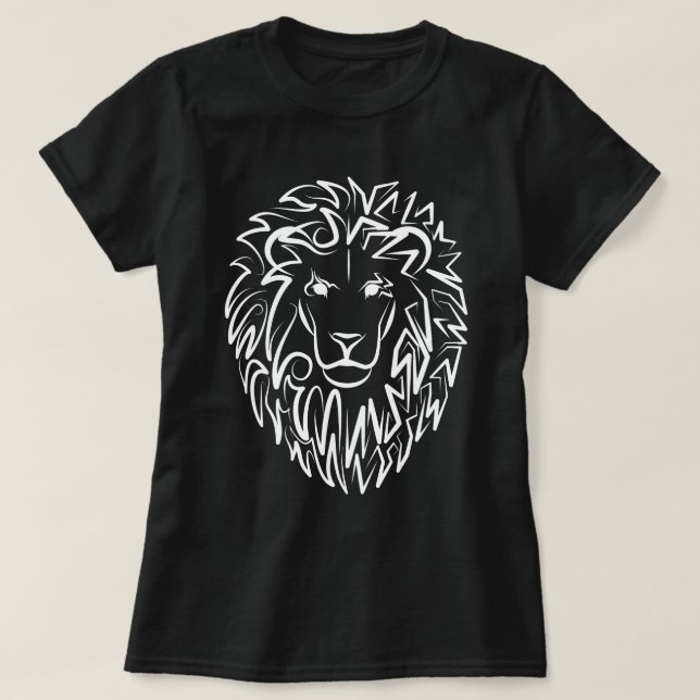 T-shirt Lion tribal noir et blanc (Design devant)