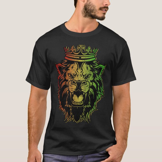 T-shirt Lion vintage de Juda Rastafarian (Devant)