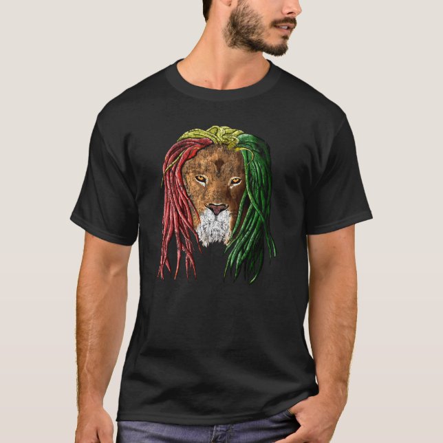 T-shirt Lion vintage Rasta Reggae (Devant)