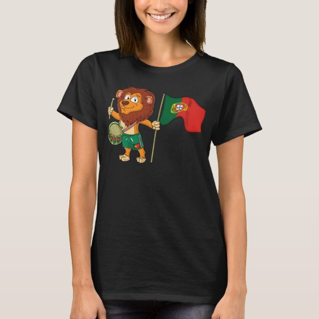 T-shirt Lion with the Portugal flag (Devant)