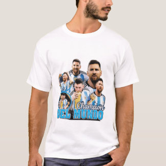 T-shirt Lionel Messi Champion Del Mundo Argentina World 
