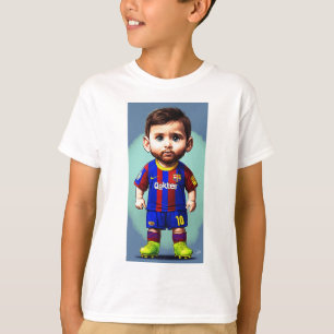 T-shirt Lionel Messi mignon dessin animé bébé réaliste gra