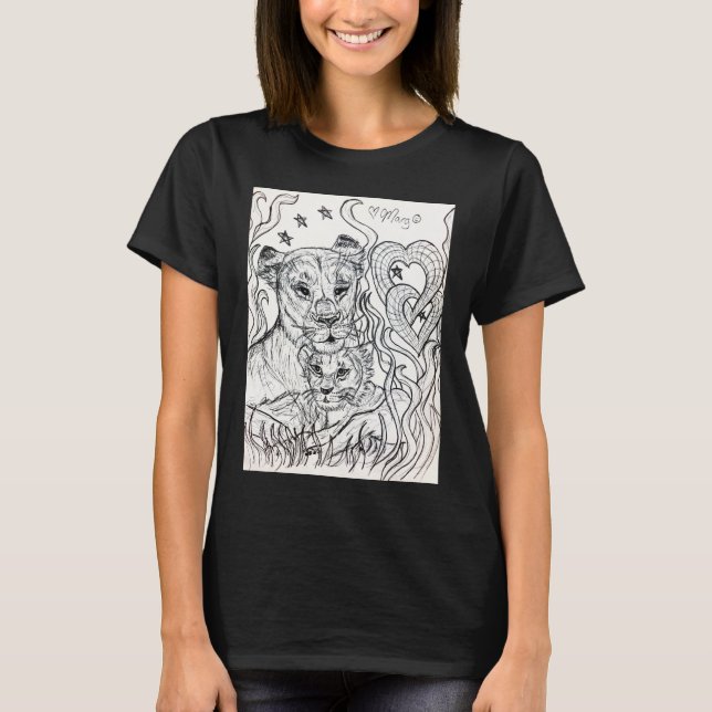 T-shirt Lioness and Cub Love (Devant)