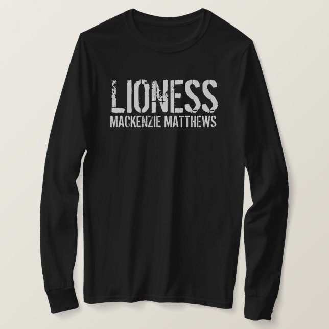 T-shirt Lioness Personalized Black Women’s Long Sleeve (Design devant)