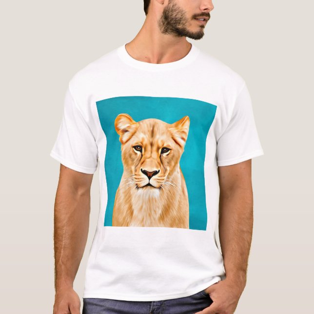 T-shirt Lioness Portrait Peinture Wild Life Amateurs Cadea (Devant)