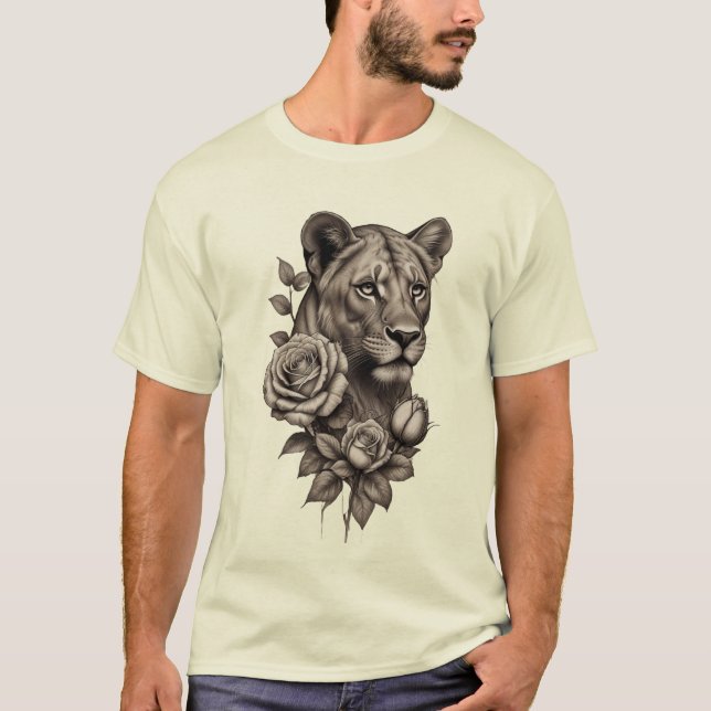 T-shirt "Lioness Rose" Esquisse d'épaule (Devant)