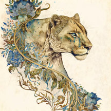 Lionne aquarelle 1